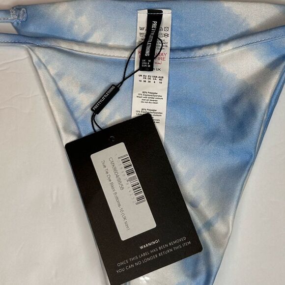 NWT PrettyLittleThing Women’s Blue Tie Dye Triangle Bikini Bottoms. Size 6 - Picture 8 of 10